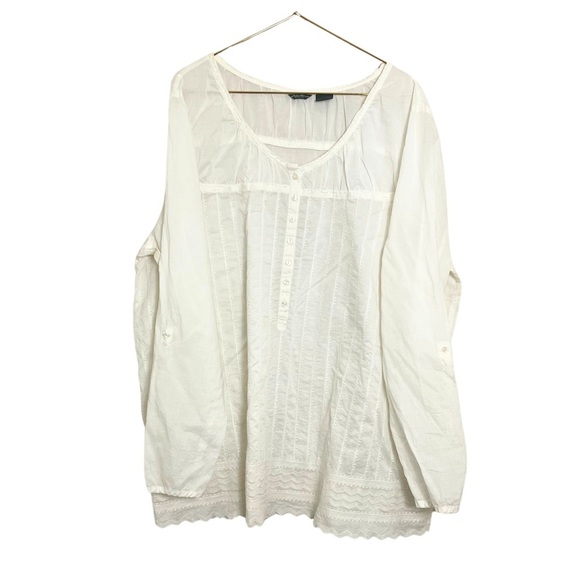 Eddie Bauer Ivory Sheer Boho Blouse Size XXL Lightweight Coastal Grandma Beachy - Picture 1 of 13